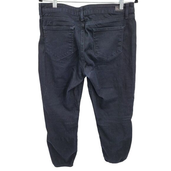 Paige Verdugo Crop Jeans 32 Black Overdye Midrise Ankle Stretch Skinny 5 Pocket - Picture 3 of 15